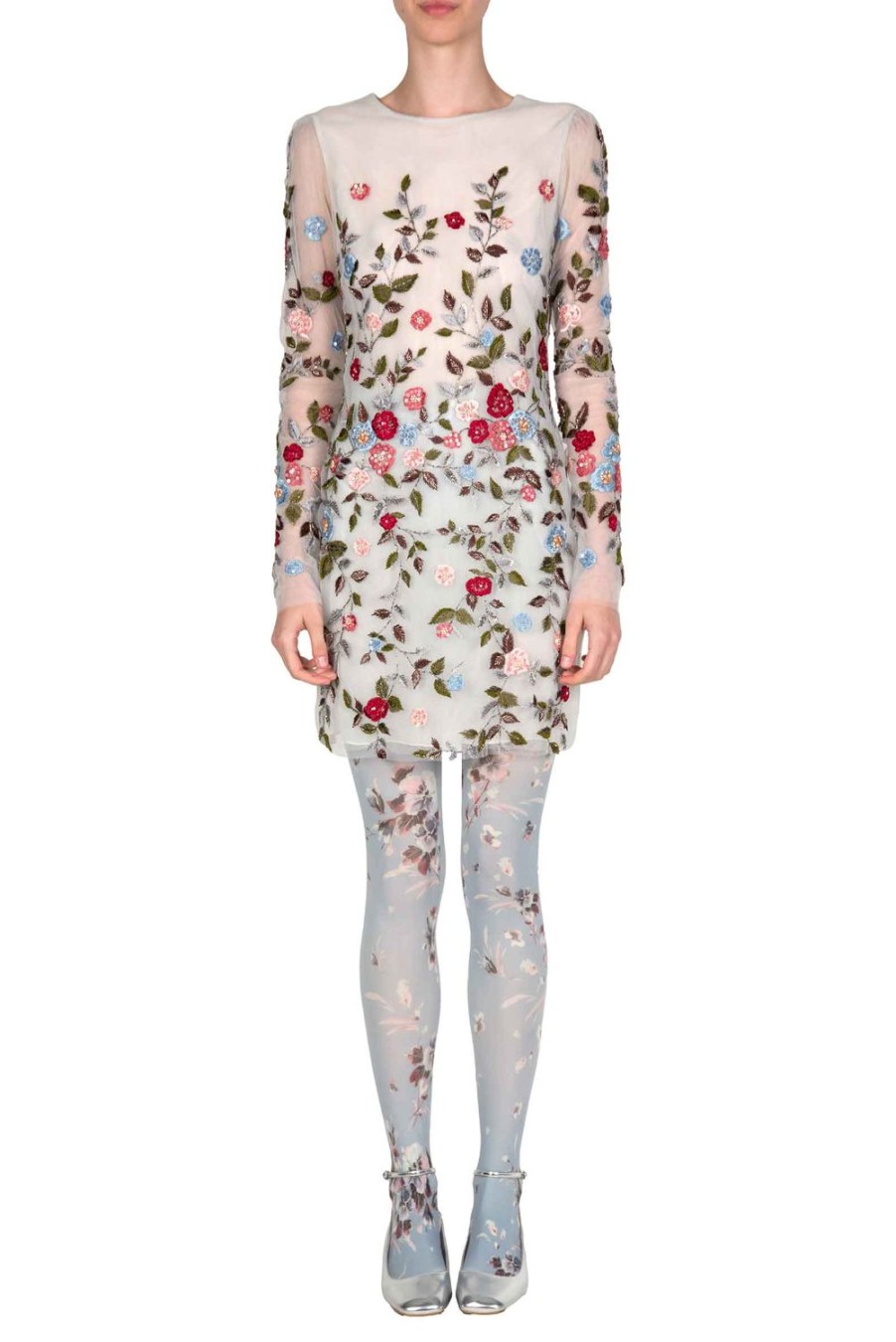 Dresses | Luisa Beccaria Flower Embroidered Tulle Mini Dress