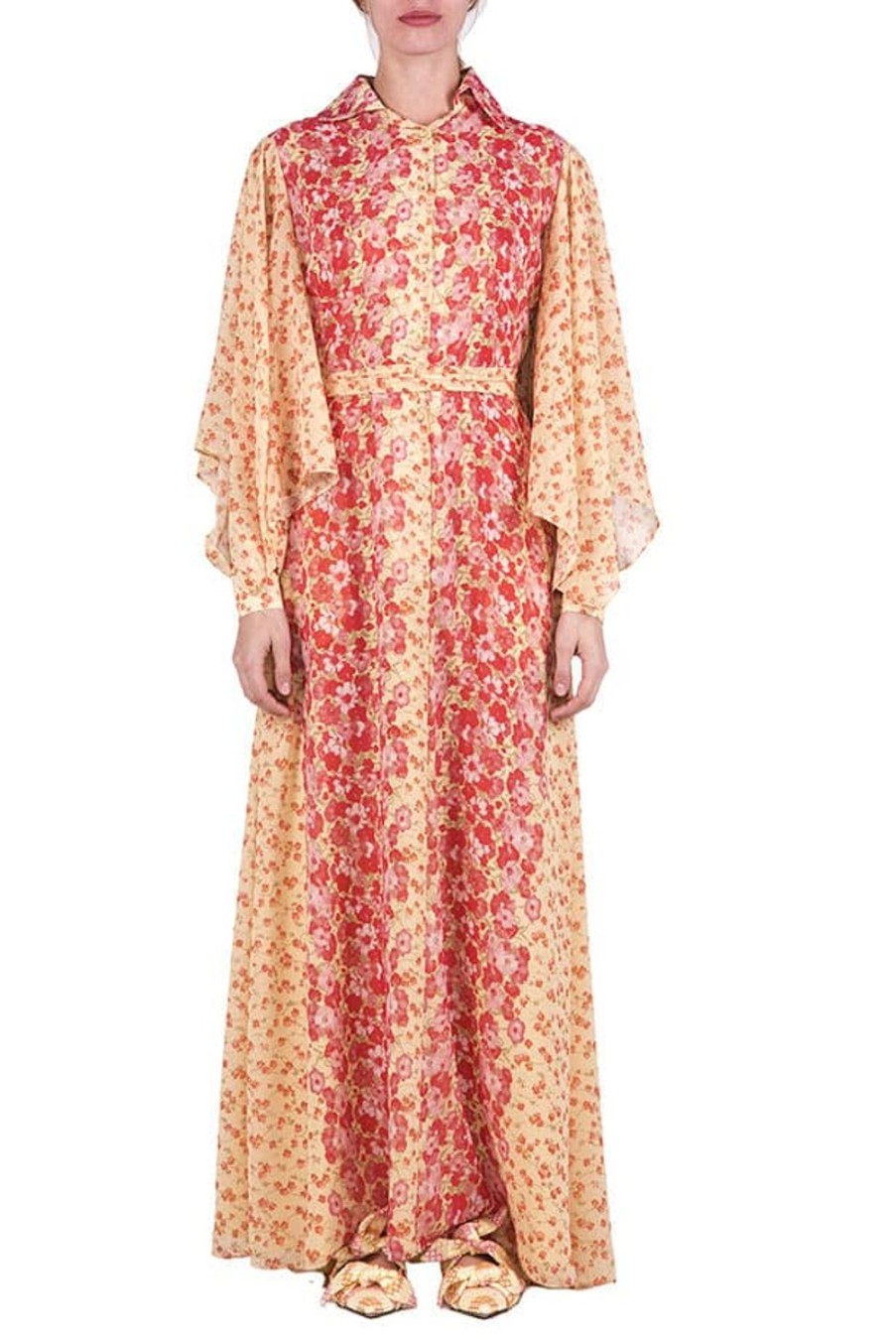 Dresses | Luisa Beccaria Floral Georgette Kaftan