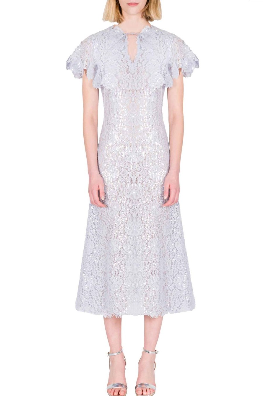 Dresses | Luisa Beccaria Sequinned Lace Short Cape Dress
