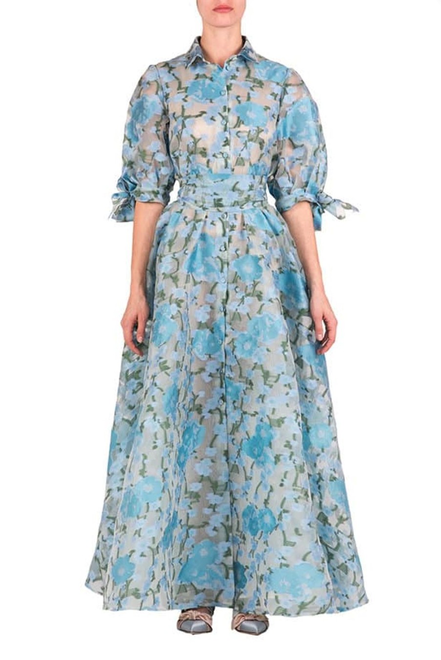 Dresses | Luisa Beccaria Floral Fill Coupe Organza Chemisier