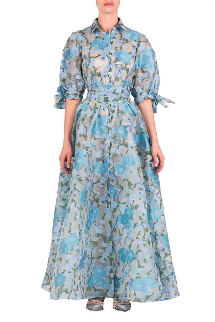 Dresses | Luisa Beccaria Floral Fill Coupe Organza Chemisier