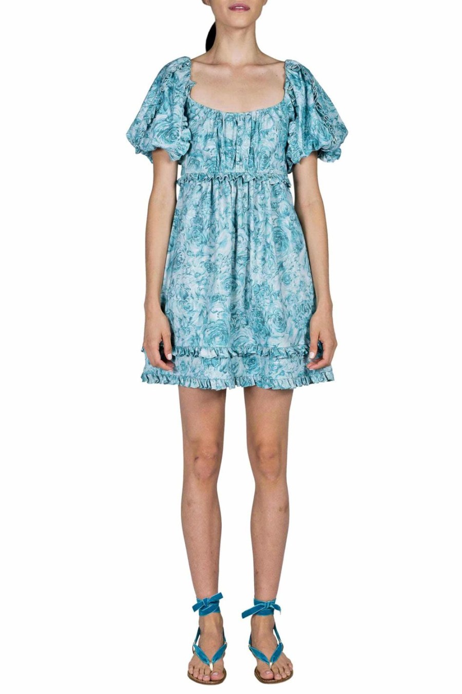 Dresses | Luisa Beccaria Roses Mini Printed Linen Dress
