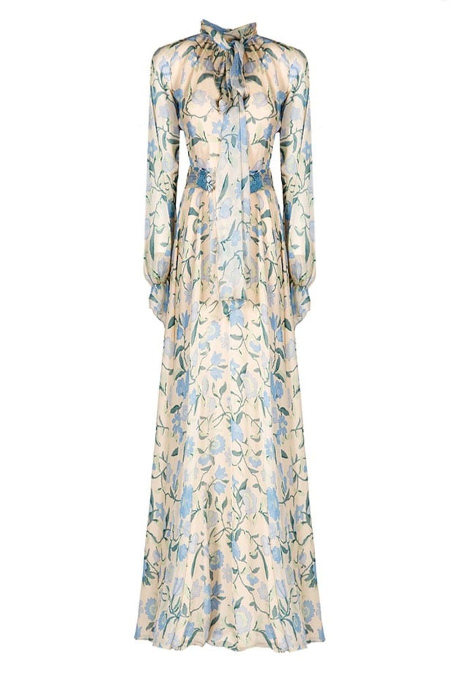Dresses | Luisa Beccaria Silk Chiffon Wildflowers Maxi Dress