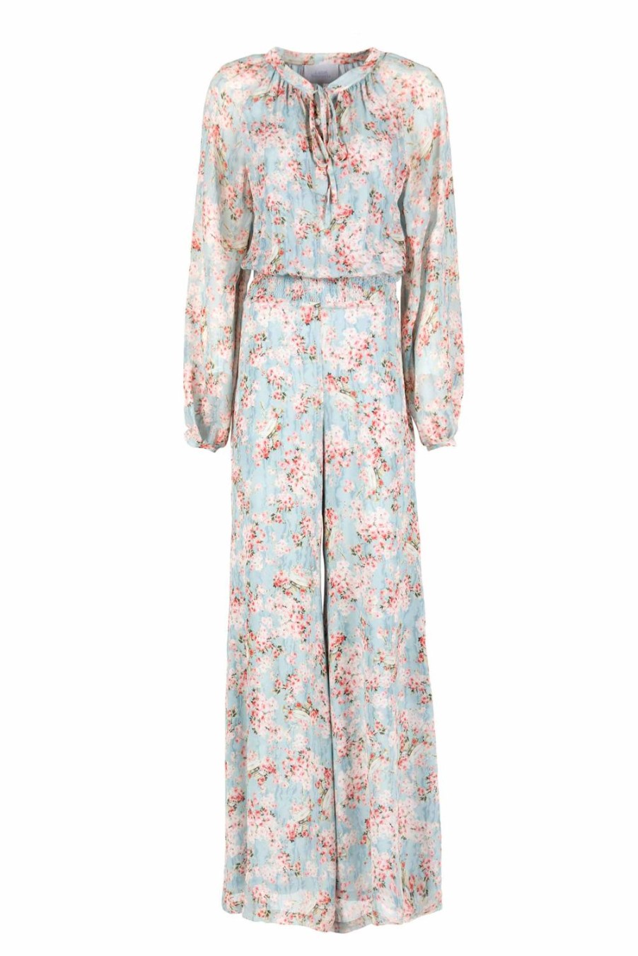Dresses | Luisa Beccaria Georgette Rose Buds Printed Jumpsuit