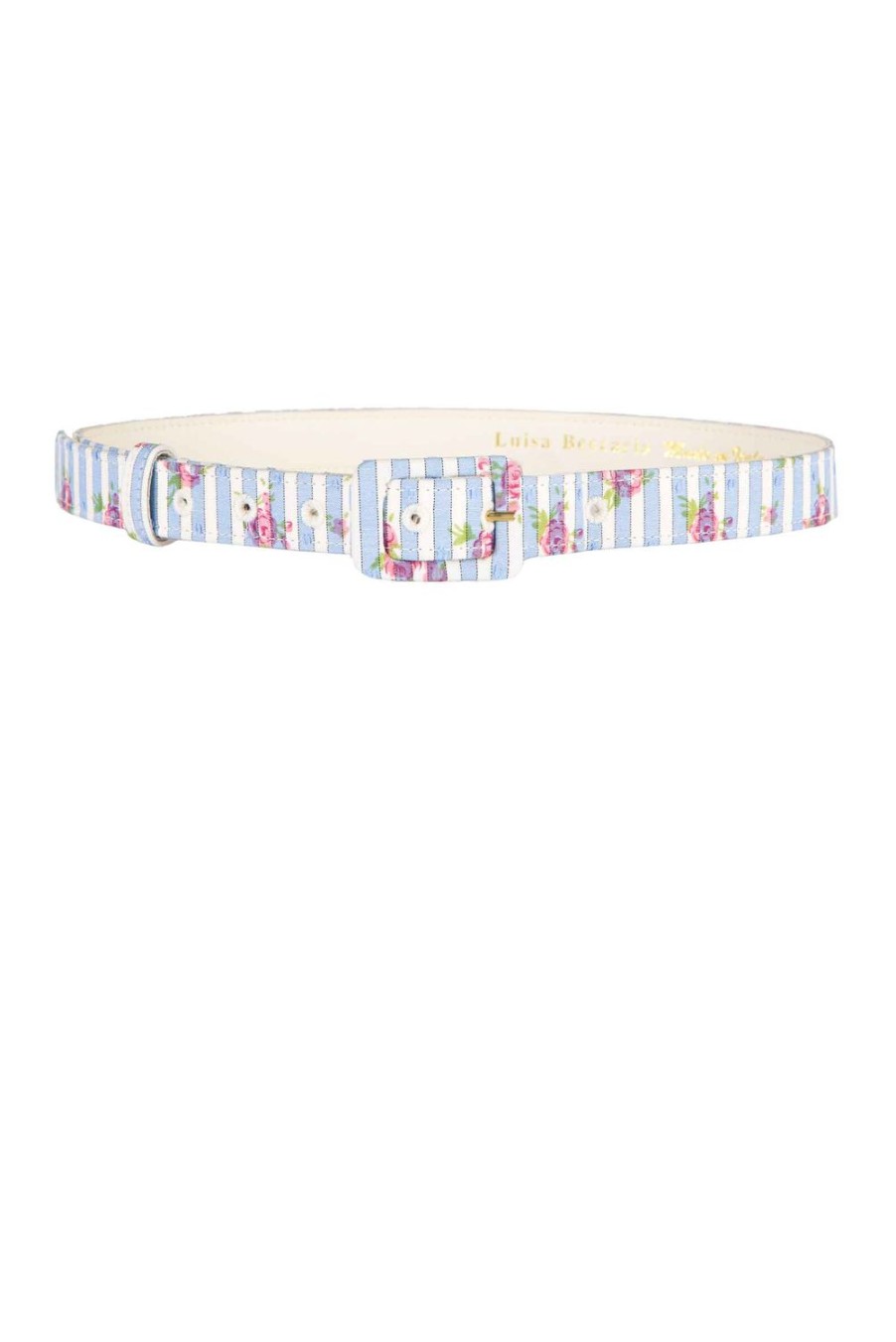 Belt | Luisa Beccaria Striped Roses Blue Belt