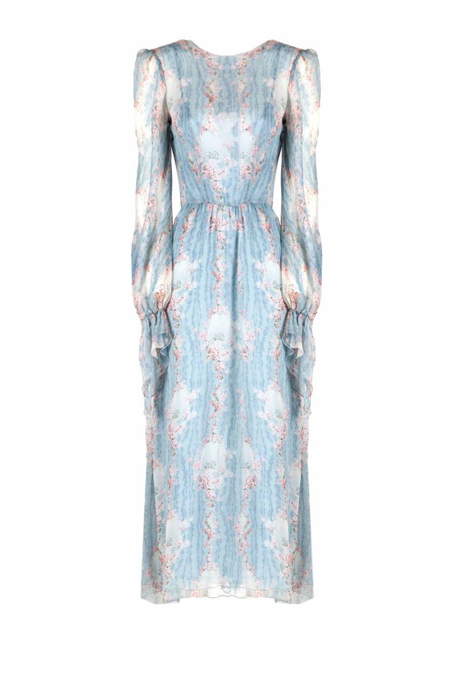 Dresses | Luisa Beccaria Circle Of Roses Chiffon Dress With Sash