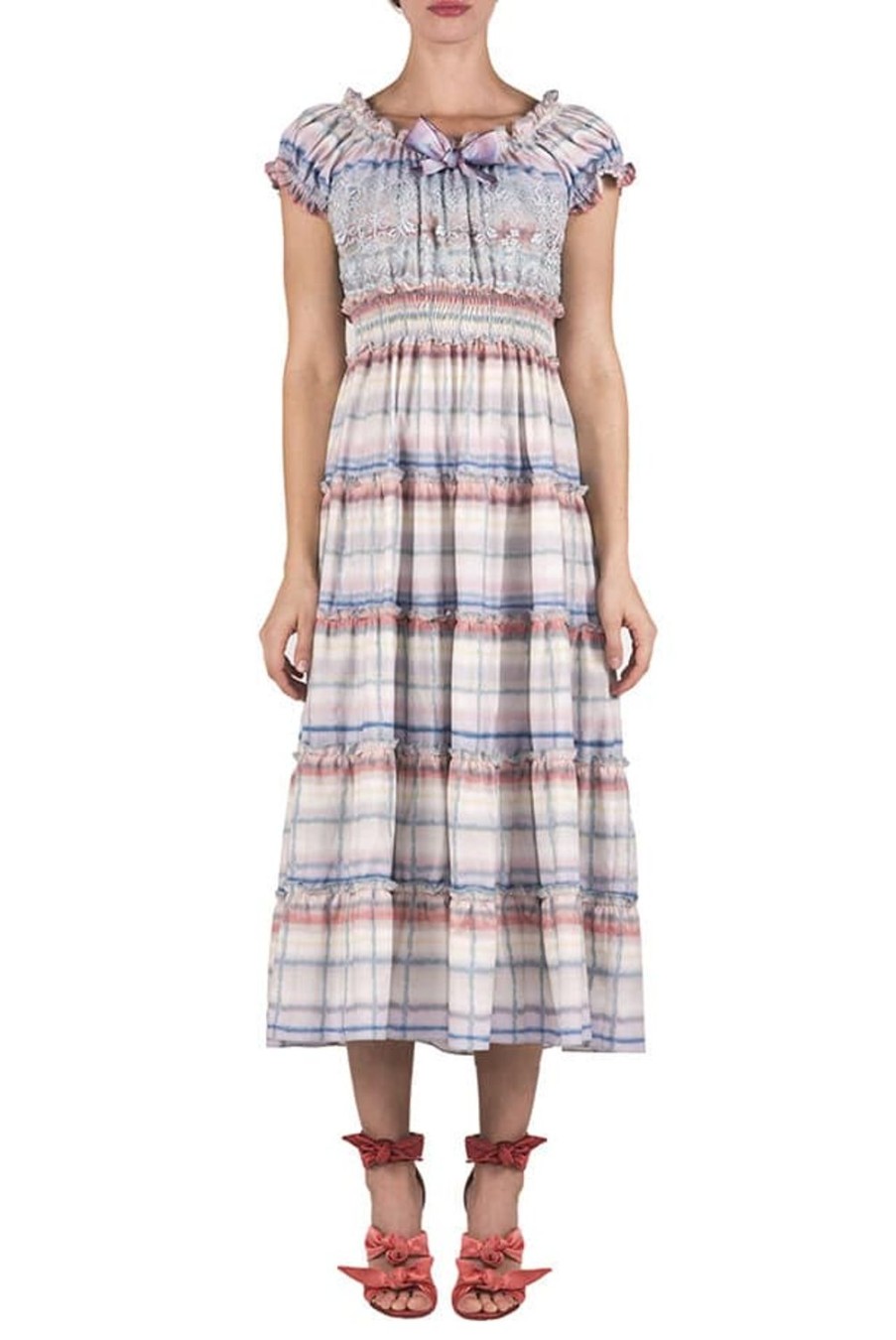 Dresses | Luisa Beccaria Cotton Color Melt Midi Dress With Lace
