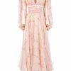 Dresses | Luisa Beccaria Chiffon Lace Circle Of Roses Printed Dress