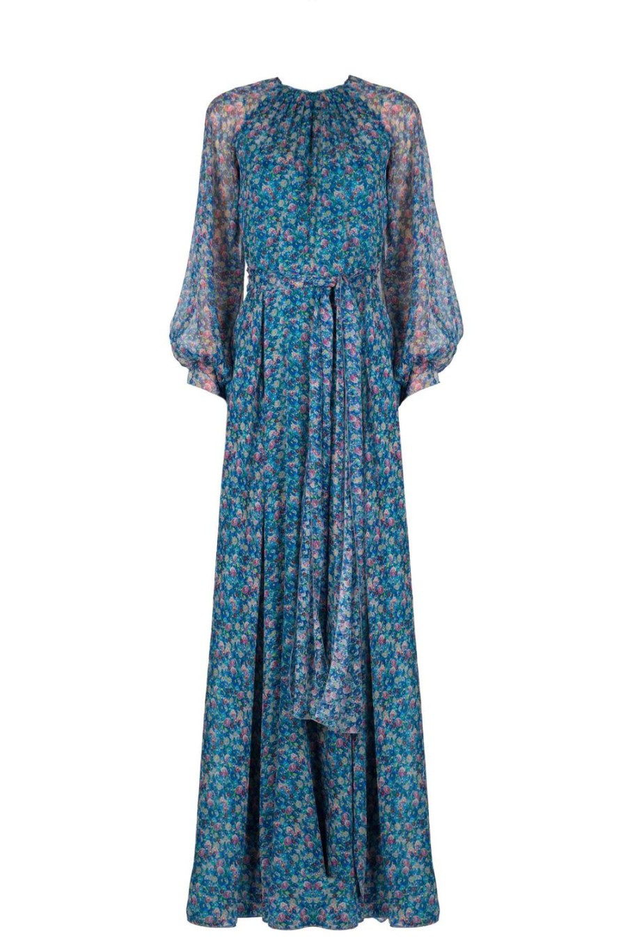 Dresses | Luisa Beccaria Printed Micro Anemones Pleated Chiffon Dress
