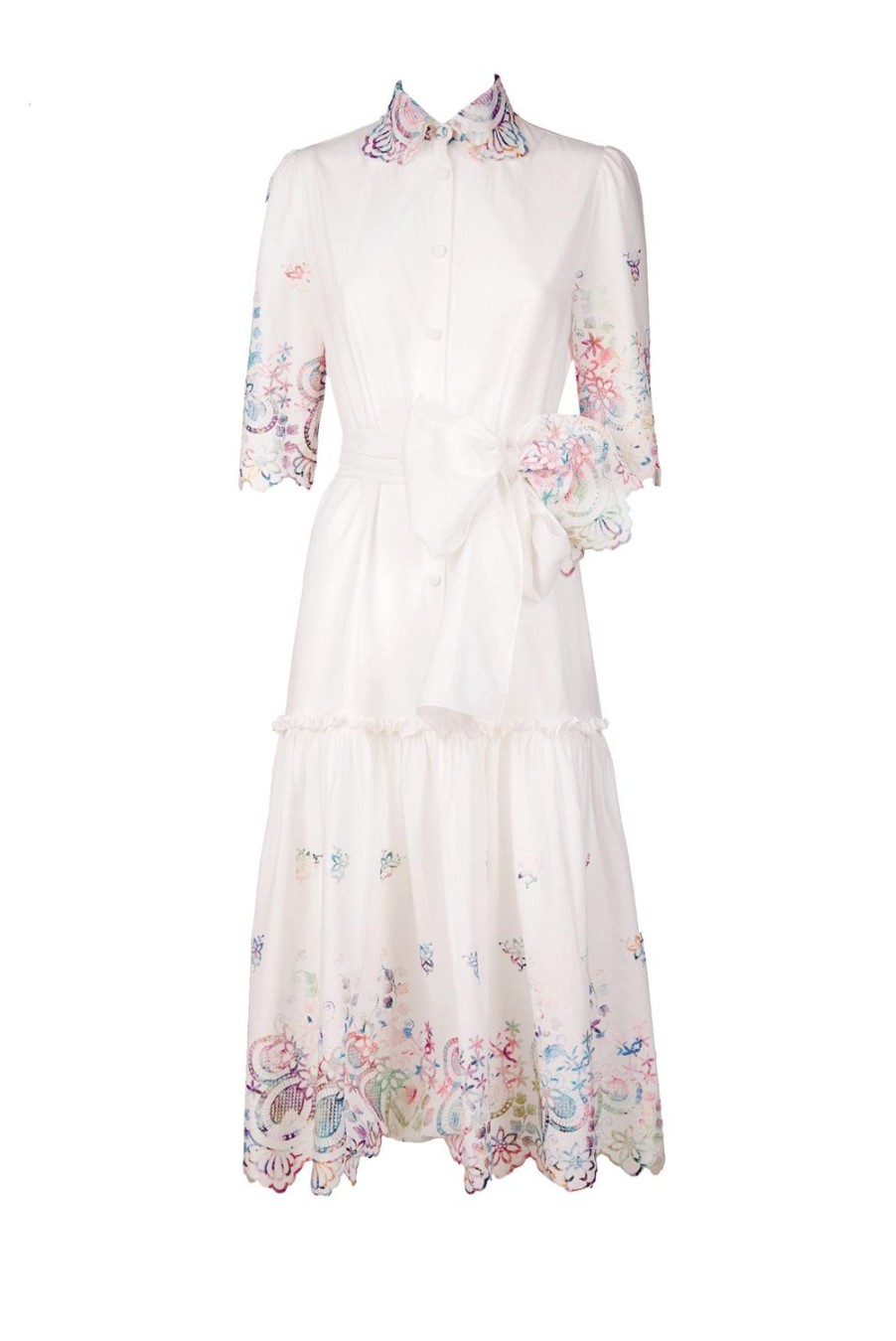 Dresses | Luisa Beccaria Embroidered Cotton Chemisier
