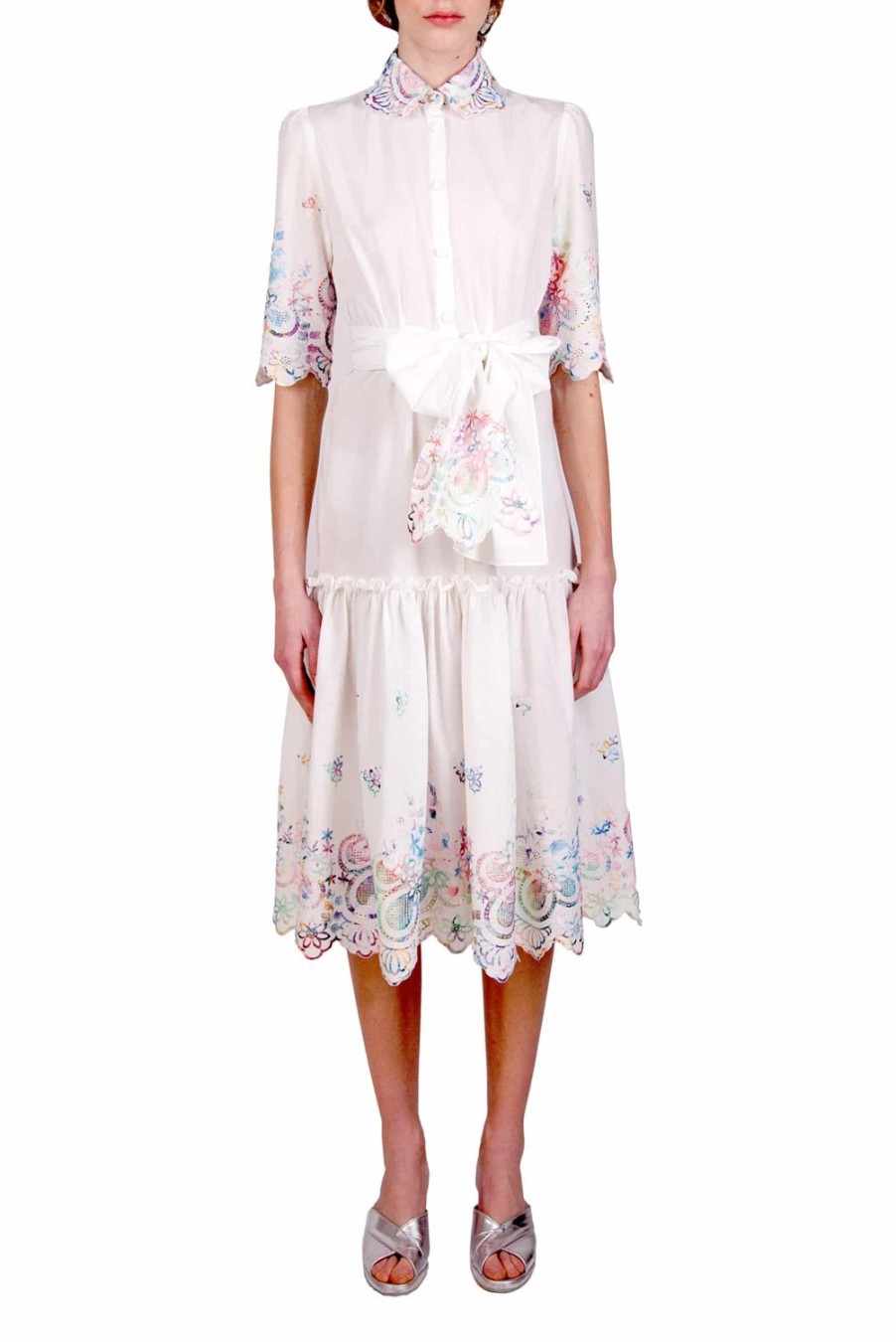 Dresses | Luisa Beccaria Embroidered Cotton Chemisier