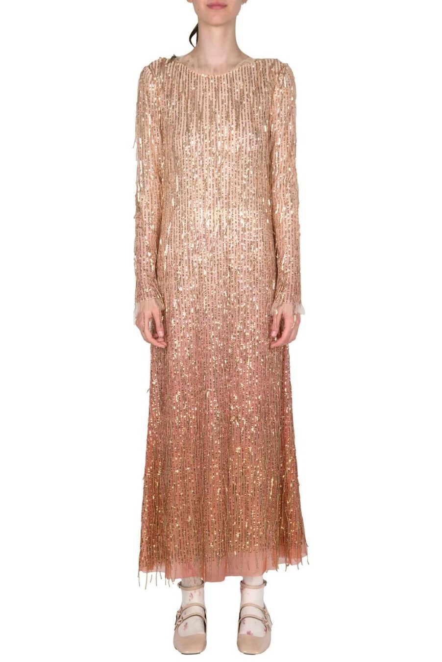 Dresses | Luisa Beccaria Sequin Degrade' Dress With Fringes