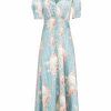 Dresses | Luisa Beccaria Satin Circle Of Roses Bottoncino Dress